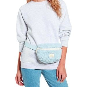 Herschel Supply Co Cross Body Bag Plush Fleece Blue Fanny Pack Hip Pouch NWT